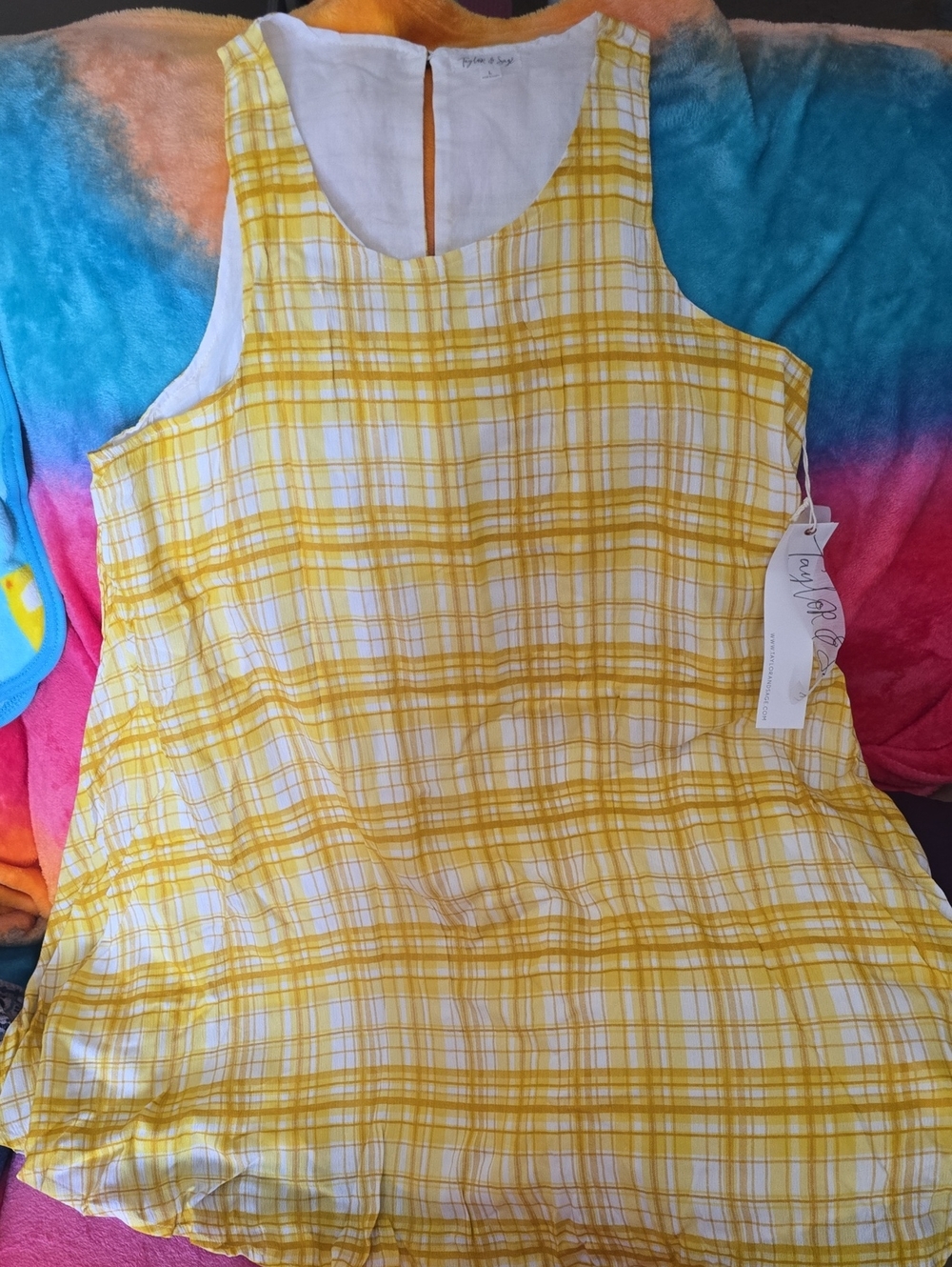 Wome Yellow Plaid Sleeveless Dress - Taylor & Sage